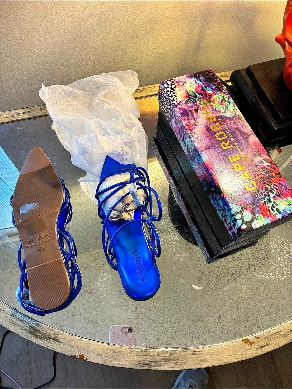 Cape Robbin Pointy Toe Flat Strappy Sandals Blue